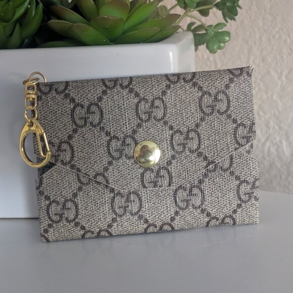 Upcycled Gucci Card Holder Gold Key Ring, Brand New w Authenticity Certificate - Picture 1 of 5